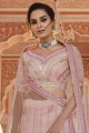 Embroidered Party Lehenga Choli in Peach Organza
