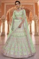 Party Lehenga Choli in Pista  Organza with Embroidered