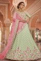 Embroidered Georgette Party Lehenga Choli in Pista with Dupatta