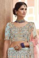 Turquoise Party Lehenga Choli in Embroidered Crepe