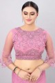 Party Lehenga Choli in Pink Net with Embroidered