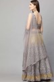 Party Lehenga Choli in Grey Net with Embroidered