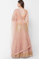 Net Peach Party Lehenga Choli in Embroidered