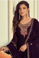 Wine Eid Palazzo Suit in Faux georgette with Embroidered