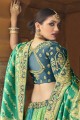 Embroidered Party Lehenga Choli in Green Silk