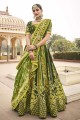 Embroidered Silk Party Lehenga Choli in Olive with Dupatta