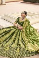Embroidered Silk Party Lehenga Choli in Olive with Dupatta