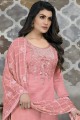 Eid Salwar Kameez Chanderi  in Pink with Embroidered