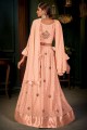 Lehenga Choli in Peach Georgette with Embroidered