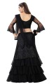 Embroidered Net Party Lehenga Choli in Black with Dupatta