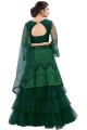 Net Green Party Lehenga Choli in Embroidered