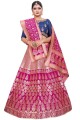 Weaving Party Lehenga Choli in Pink Silk
