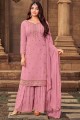 Georgette Eid Palazzo Suit with Stone with moti in Pink