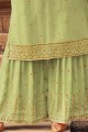 Georgette Stone with moti Pista Eid Palazzo Suit with Dupatta