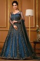 Eid Anarkali Suit in Blue Soft net with Stone with moti