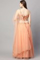 Peach Party Lehenga Choli in Net with Stone with moti