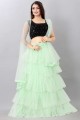 Party Lehenga Choli Embroidered  in Green Net