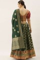Green Party Lehenga Choli in Banarasi silk with Weaving