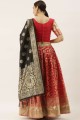 Weaving Banarasi silk Party Lehenga Choli in Red with Dupatta