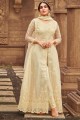 Net Eid Anarkali Suit with Stone with moti in Cream