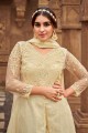 Net Eid Anarkali Suit with Stone with moti in Cream