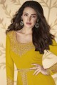 Georgette Eid Anarkali Suit with Embroidered in Yellow