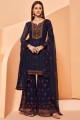 Blue Eid Sharara Suit with Embroidered Georgette