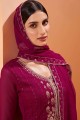 Embroidered Georgette Eid Sharara Suit in Magenta with Dupatta