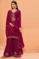 Embroidered Georgette Eid Sharara Suit in Magenta with Dupatta