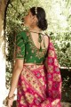 Saree in Silk with Pink Embroidered