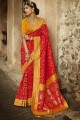 Embroidered Silk Red Saree with Blouse