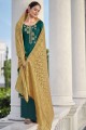 Embroidered Satin georgette Eid Palazzo Suit in Green