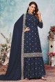 Art silk Eid Sharara Suit with Stone with moti in Blue