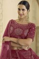 Soft net Party Lehenga Choli in Maroon Embroidered  with Dupatta