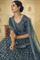 Soft net Teal blue Party Lehenga Choli in Embroidered