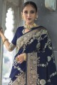 Blue Banarasi silk Banarasi Saree with Weaving