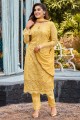 Yellow Eid Salwar Kameez with Embroidered Faux georgette