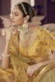 Party Lehenga Choli in Yellow Organza with Embroidered