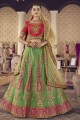 Green Party Lehenga Choli in Jacquard silk with Embroidered