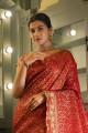 Saree with Weaving Maroon Silk