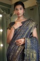 Weaving Blue Silk Saree