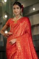 Weaving Silk Red Saree