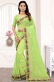 Georgette Saree in Pista with Embroidered