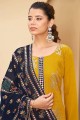 Faux georgette Eid Palazzo Suit in Yellow with Stone with moti
