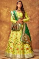 Silk Weaving Yellow,green Party Lehenga Choli with Dupatta