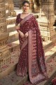 Silk Maroon Saree in Printed