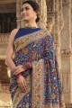 Silk Saree with Printed in Blue