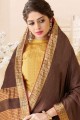 Brown Printed Saree in Tussar silk