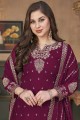 Maroon Eid Sharara Suit in Embroidered Faux georgette