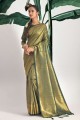 Saree in Silk with Green Weaving